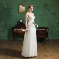 New Bride Married Sweetheart Lace Flower Puff Sleeves Long Wedding Gowns